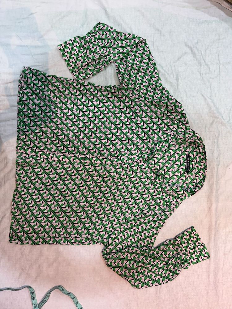 ZARA ORIGINAL Stylish Green Geometric shirt