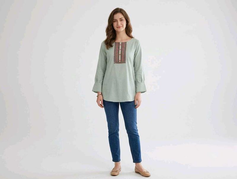 Light Green Embroidered Kurta