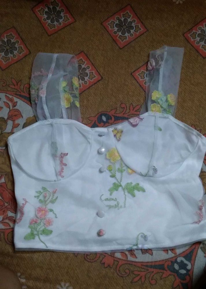 Charming Embroidered Crop Top