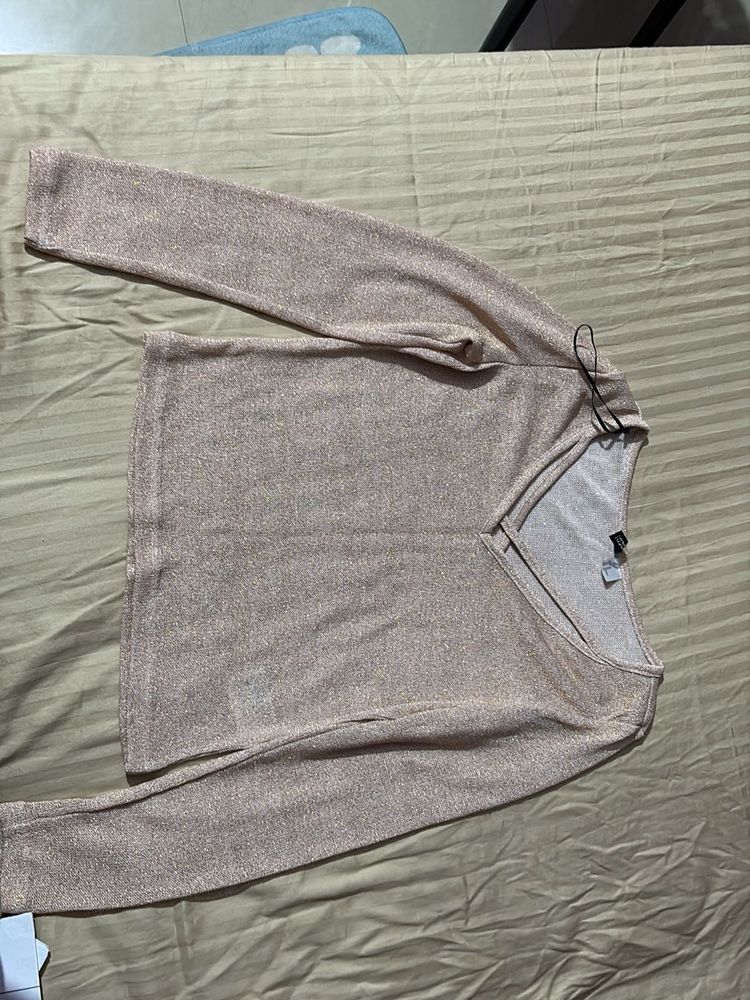 Sparkly V-Neck Long Sleeve Top