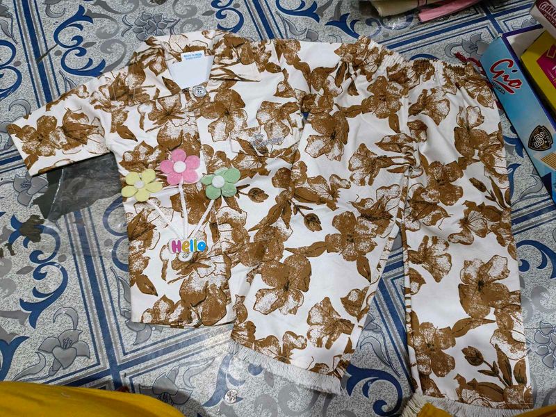Floral Girl's Top and Pants Set