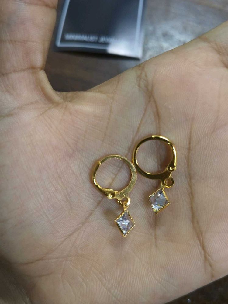Gold Diamond Shape Charm Earrings