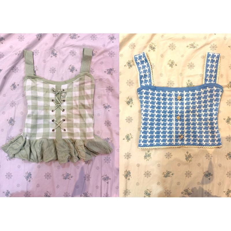 Cute gingham &amp; houndstooth tops