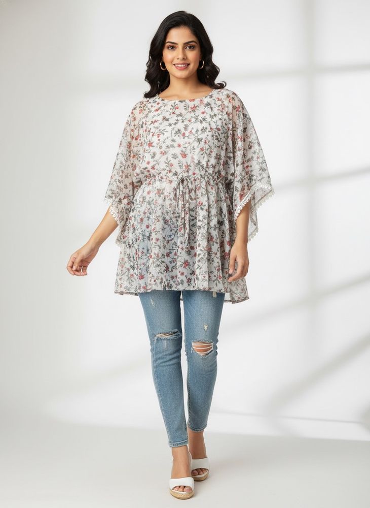 Chic Floral Print Tunic Top
