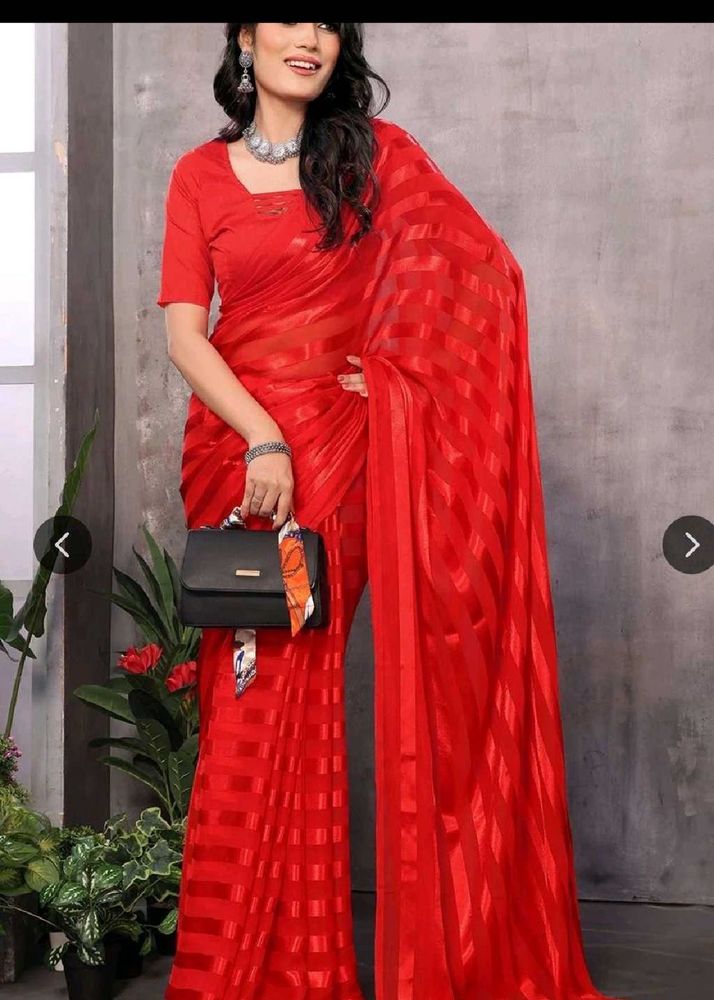 Vibrant Red saree with blouse