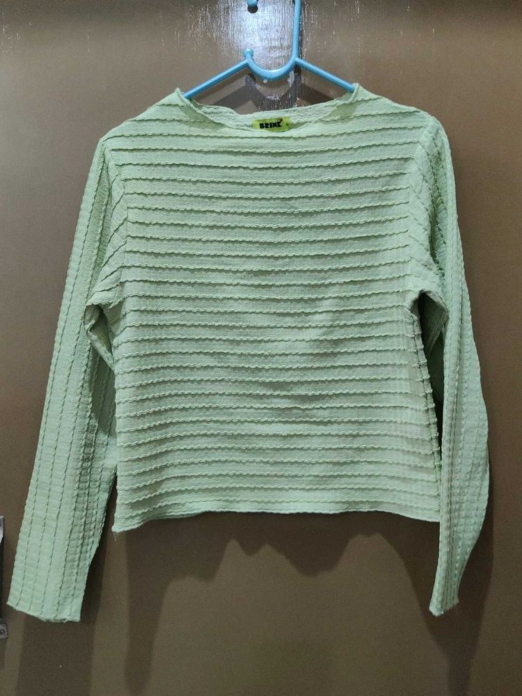 Mint Green Textured Long Sleeve Top