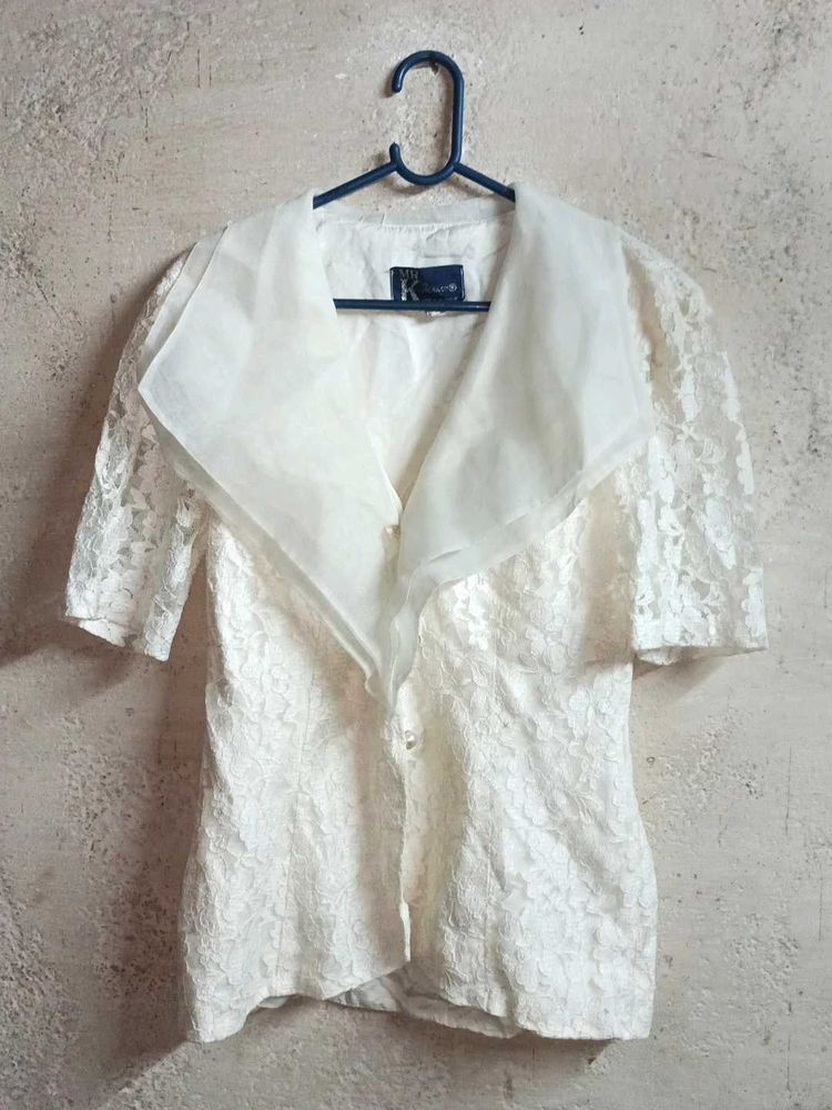 Partywear Elegant Lace Blouse with Overlay