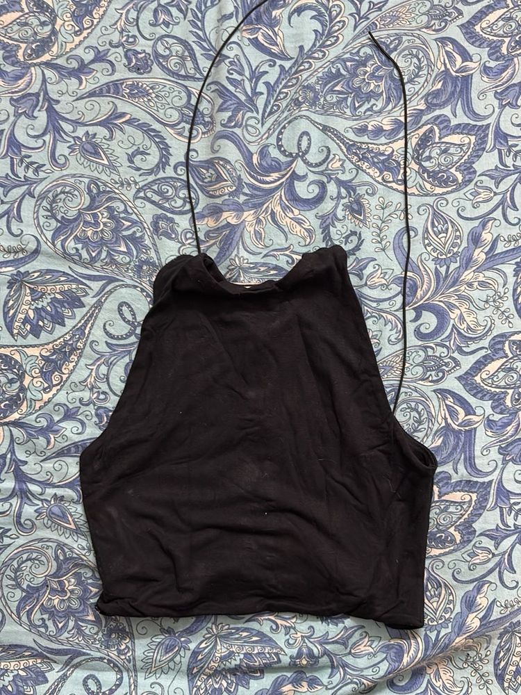 Sleek Black Halter Top