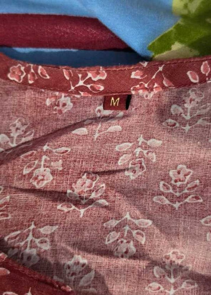 Maroon Floral Print Kurta Set