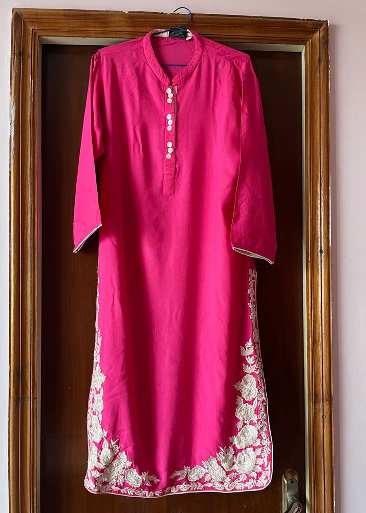 Vibrant Pink Embroidered Kurta