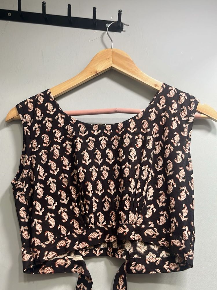 Dabu Print Crop Blouse