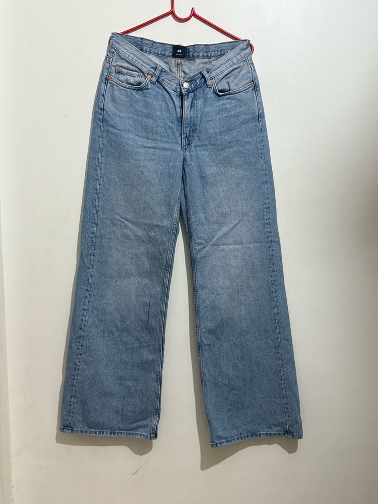 women’s-wide leg blue demin bottoms