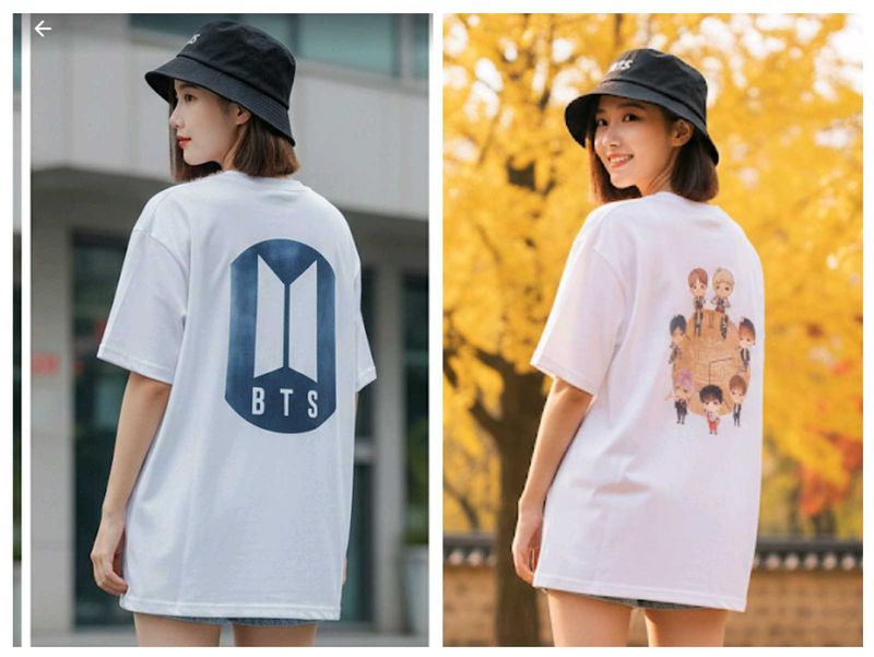 BTS White Graphic Tee 💜ᗷTS⟭⟬💜combo +free gift
