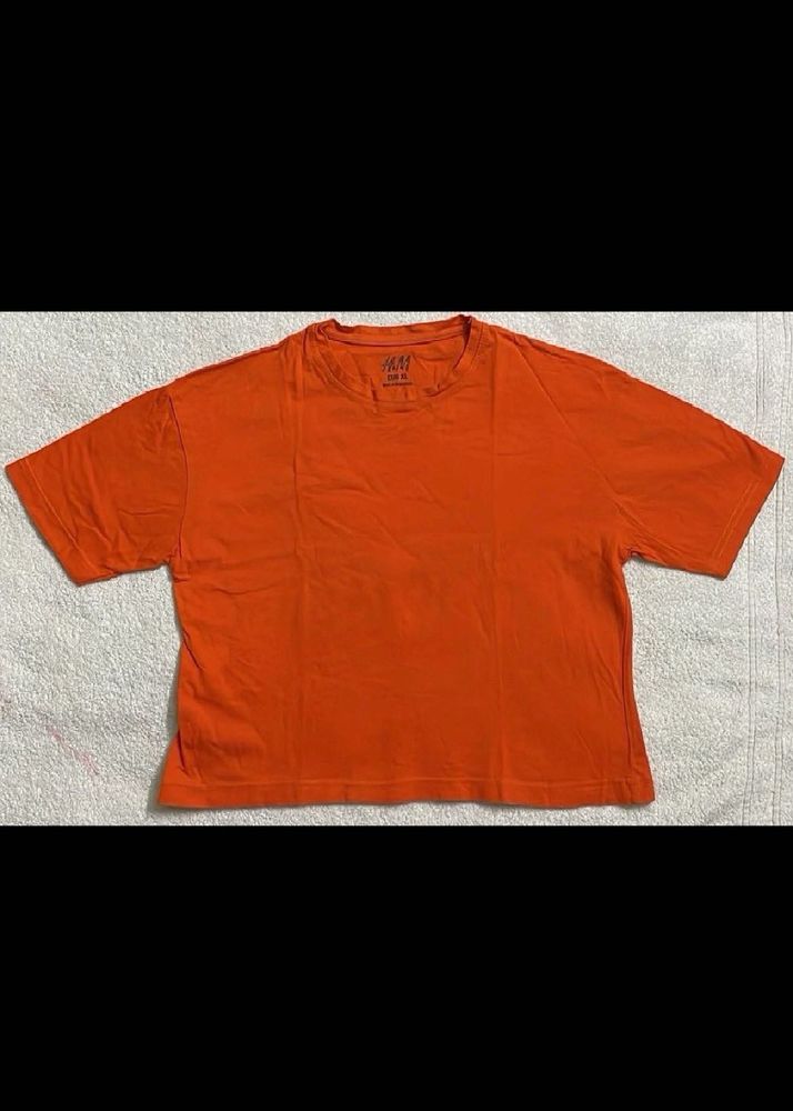 women’s crop Orange Cotton T-Shirt
