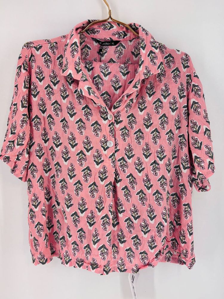 Pink Floral Print Button-Up pajama/cord-set