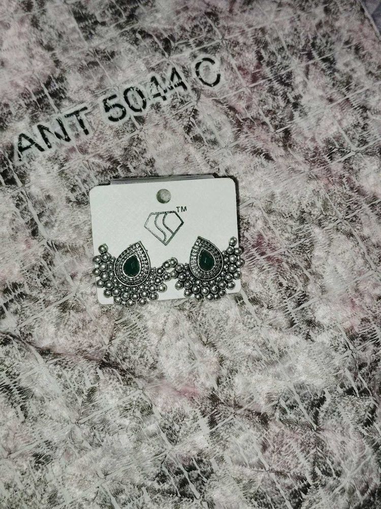 Elegant Oxidized Silver Jhumka Earrings
