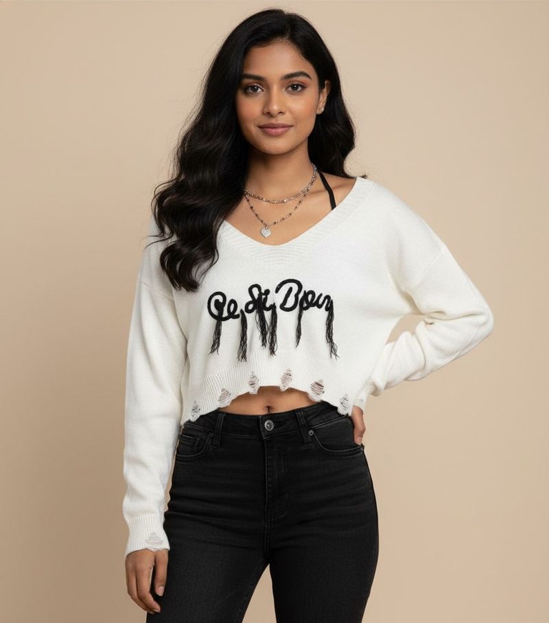 sale korean y2k Cropped Long Sleeve Top