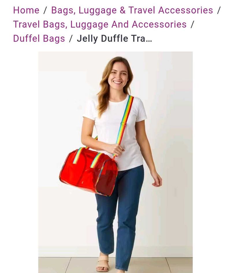 Red Jelly Duffle Bag with Rainbow Strap