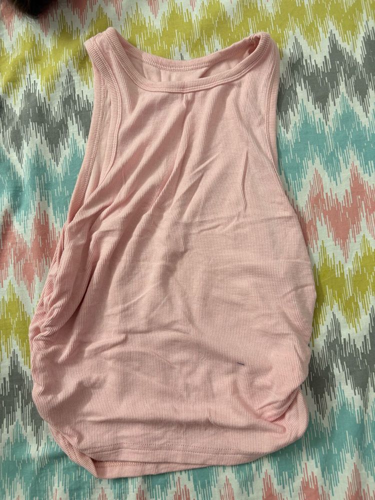 Soft Pink Ribbed Tank Top