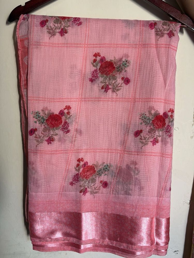 Pink Floral Saree