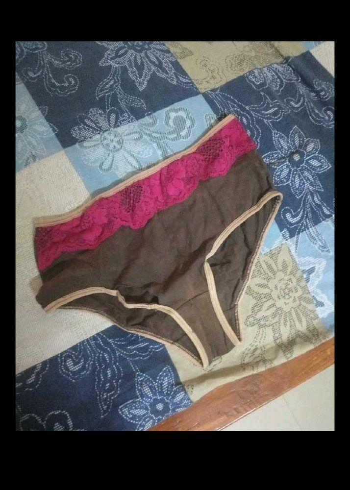 Comfortable Brown &amp; Pink Lace Trim Panties