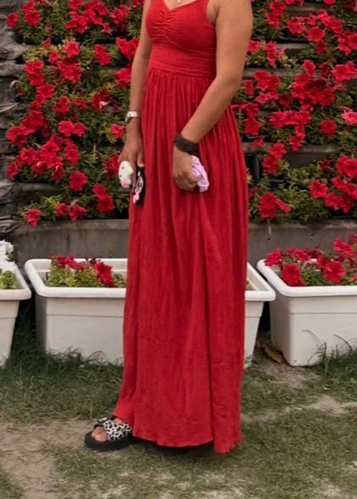 Vibrant Red Maxi Dress