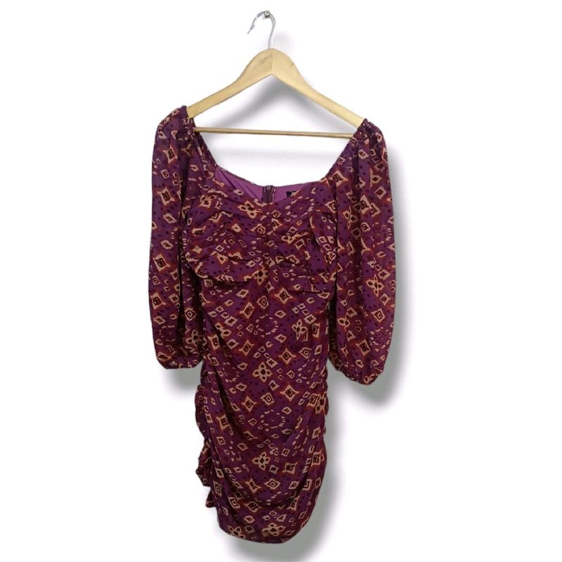 Tokyo Talkies Violet Ikkat Ruched Dress (Women's)