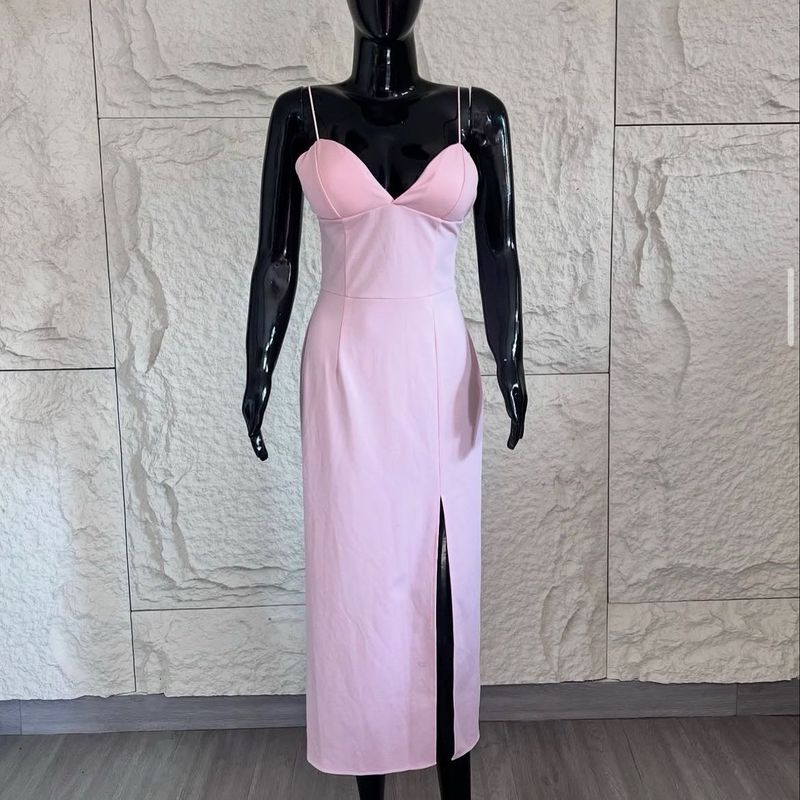 Baby Pink Slit Midi Dress 🫧💕