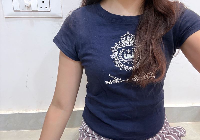Navy blue H&amp;M fitted baby tee