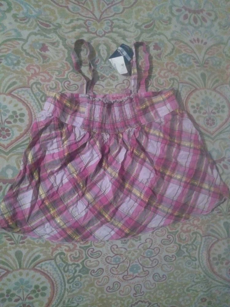 Girls Pink Plaid Blouse