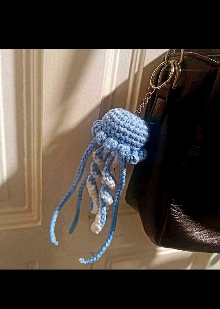 Crocheted Jellyfish Keychain