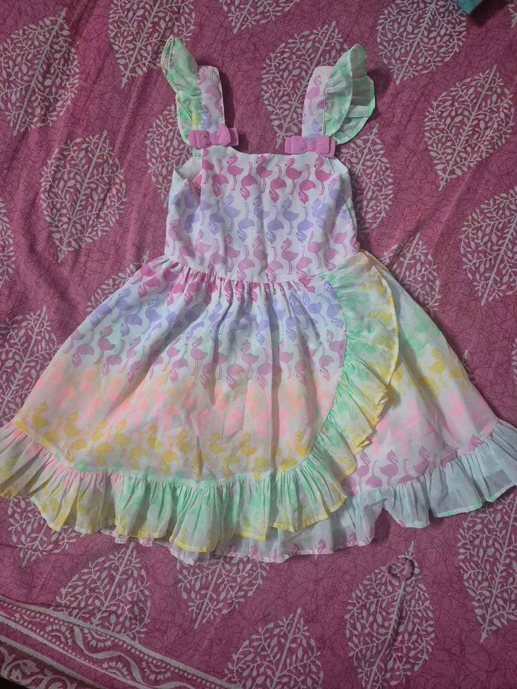 Colorful Flamingo Print Dress