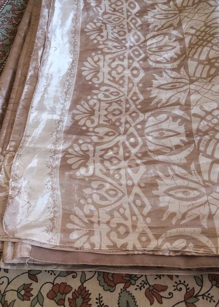 silk Elegant Beige Patterned Saree
