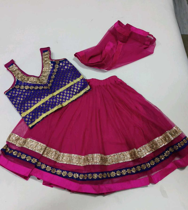 Girls Pink &amp; Blue Lehenga Choli Set 3 years girl