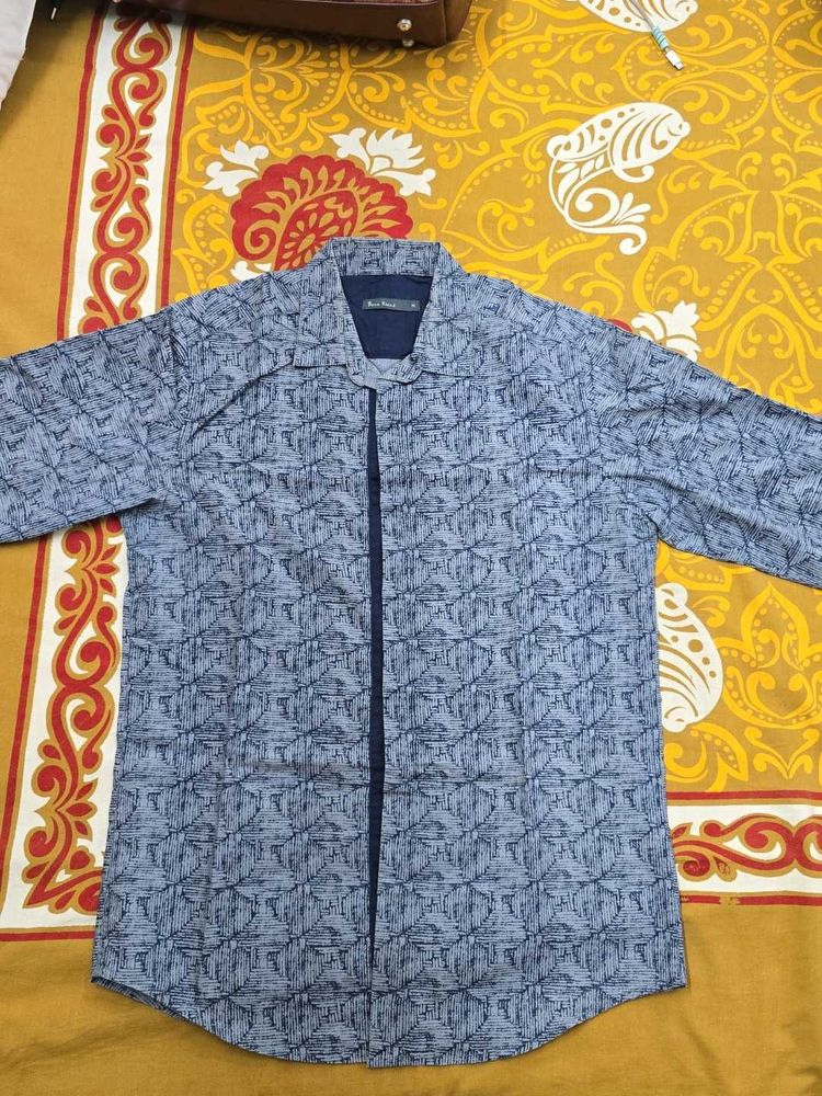 Stylish Blue Printed Men's Shirt