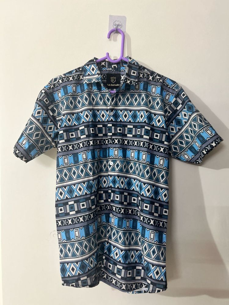 Stylish Geometric Print Short Sleeve Shirt