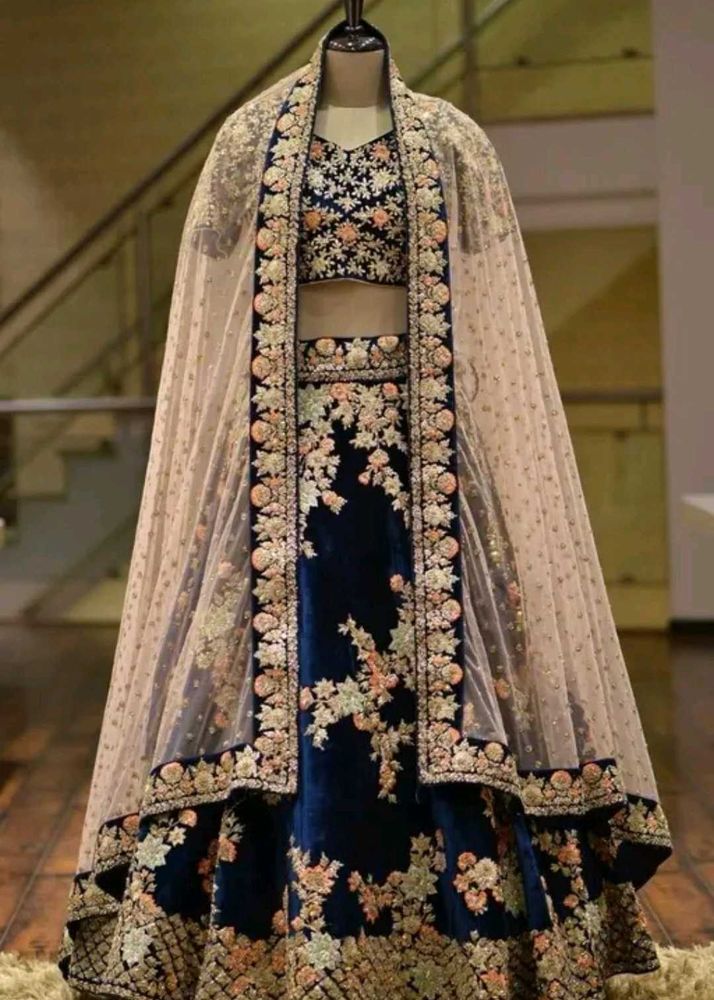 Elegant Embroidered Unstitched Lehenga