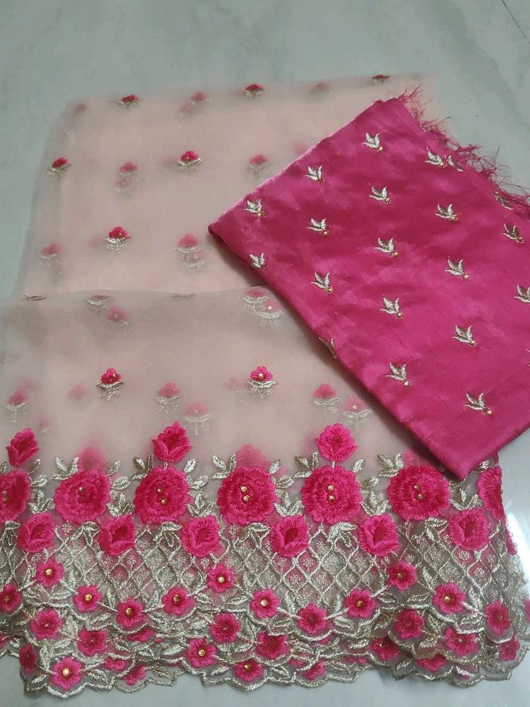 Embroidered Pink lehenga Dress Material