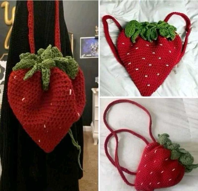 Strawberry Crochet Crossbody Bag
