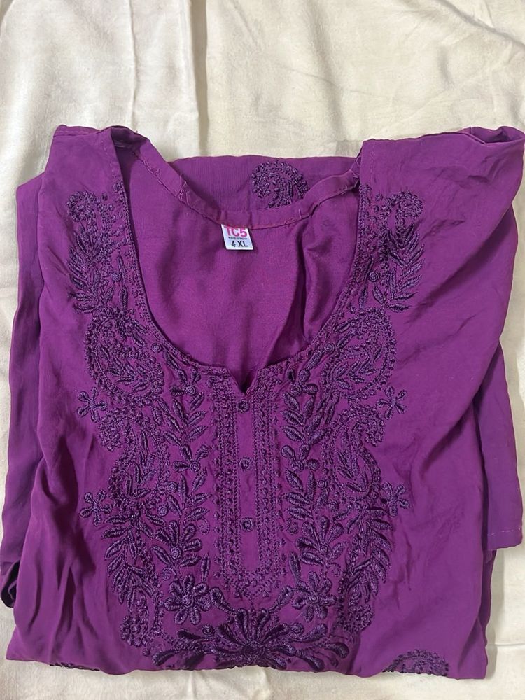 Purple Embroidered Kurta