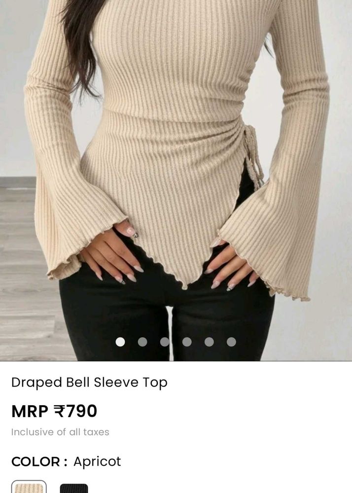 Draped Bell Sleeve Knit Top