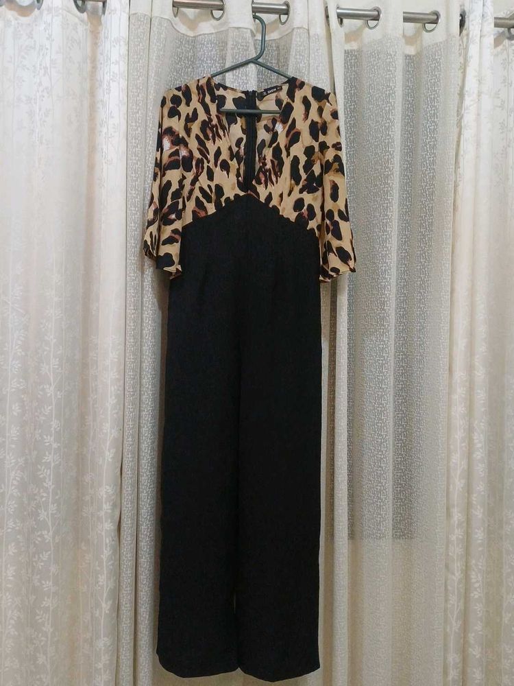 Leopard Print &amp; Black Jumpsuit