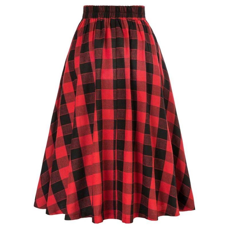 Red &amp; Black Plaid Skirt