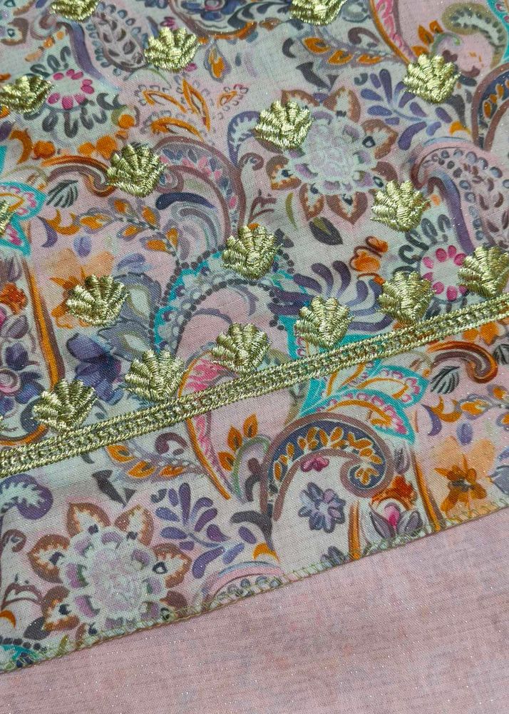 Pure Masleen Shimmer Weaving Suit Golden Embroider