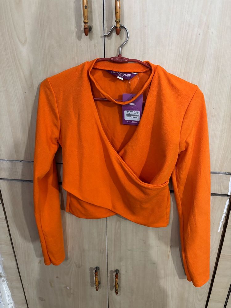 Bright Orange Wrap Top free delivery