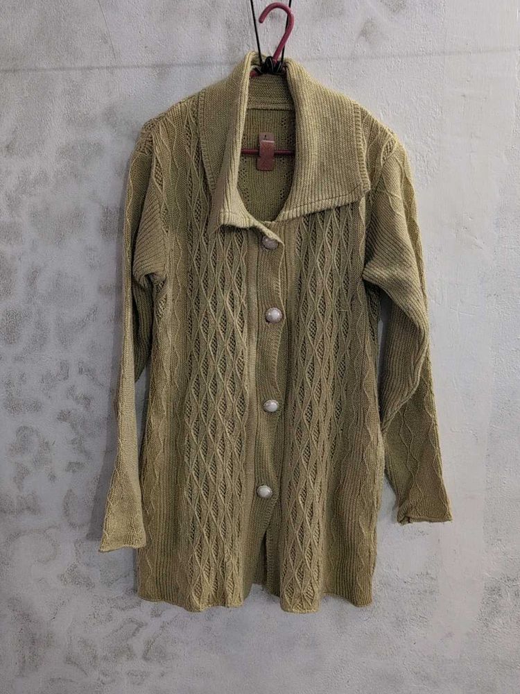 Chic Olive Green Knit Cardigan