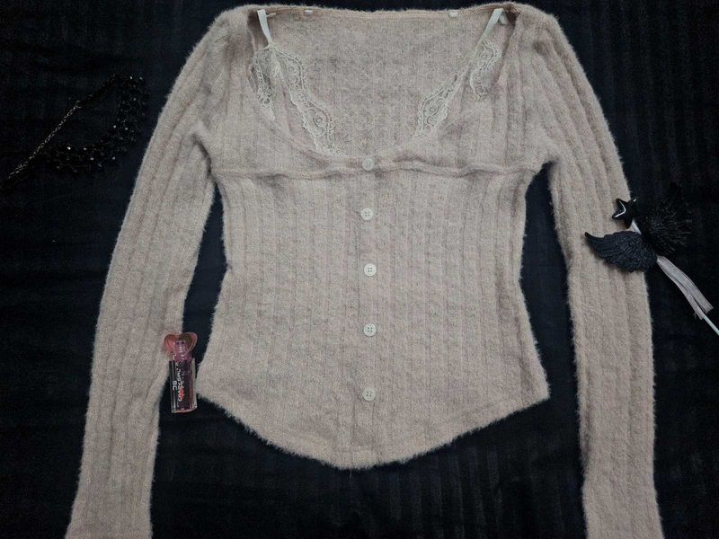 whimsy Lace Trim Knit Sweater