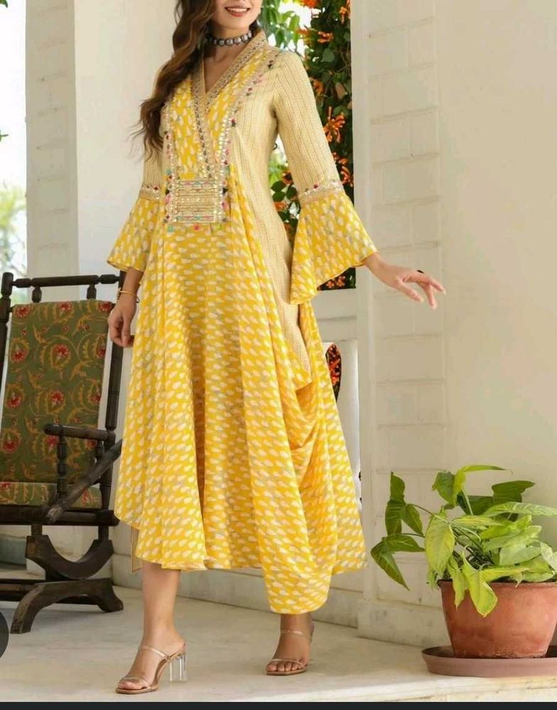 Yellow Printed Kurta