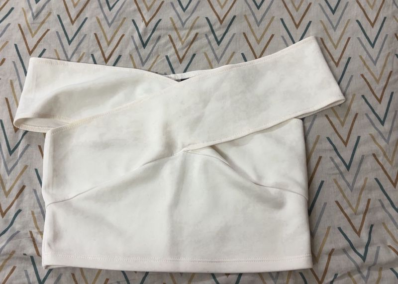 White Off-Shoulder Wrap Top