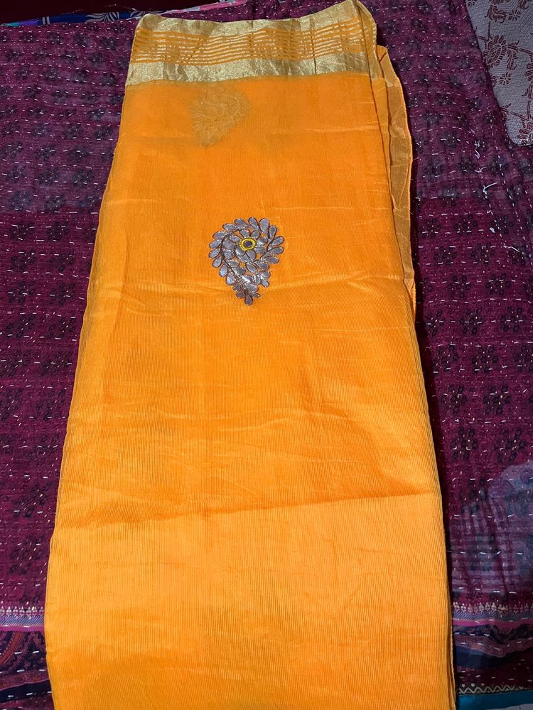 The Most Beautiful Orange Cotton Silk Saree